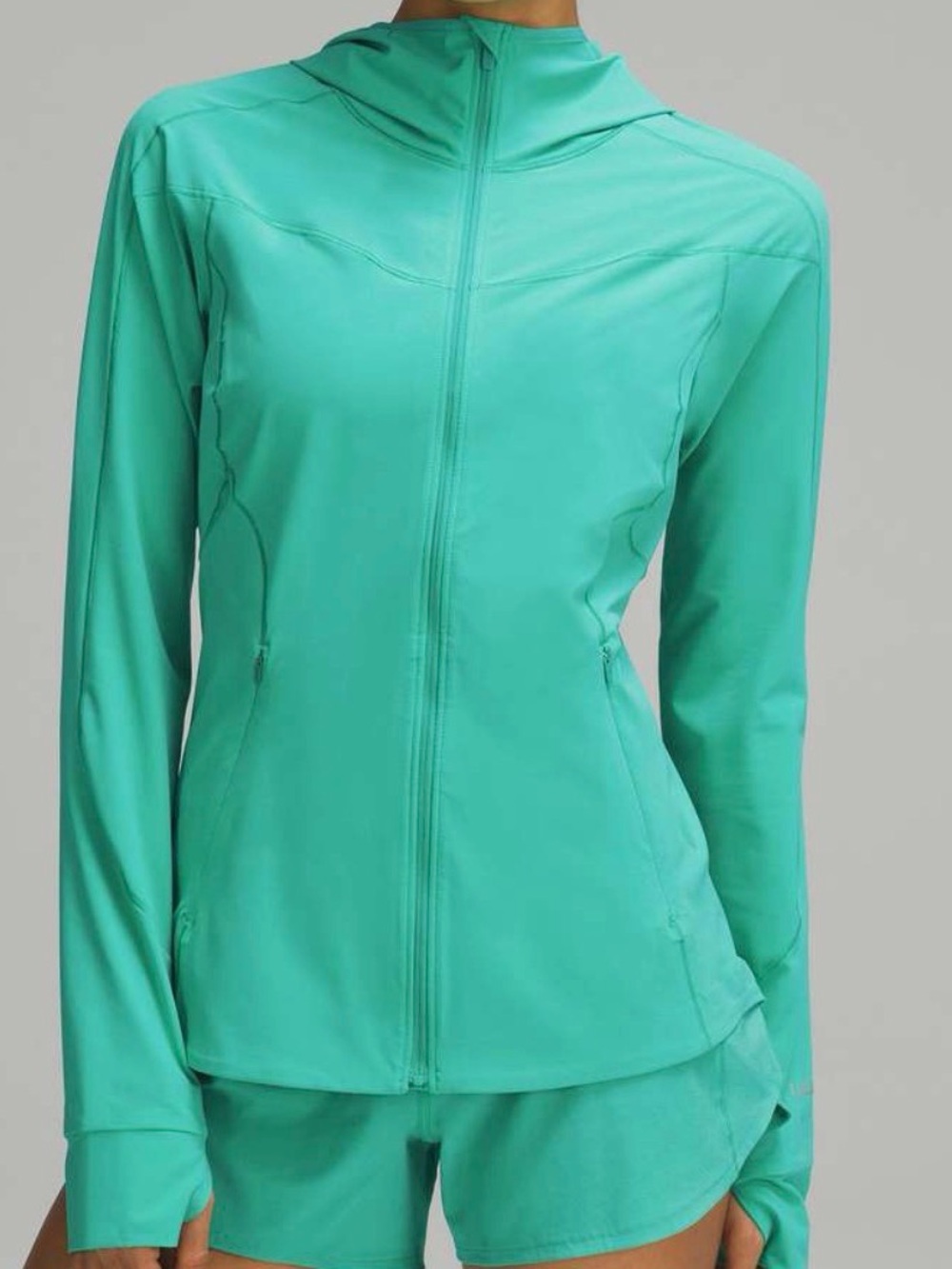 Lululemon Mist Over Windbreaker Women's Kelly Green Teal Zip-Up Hooded Jacket 10